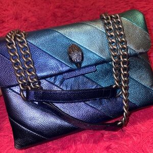 Kurt Geiger Metallic blue Chain Shoulder Bag.